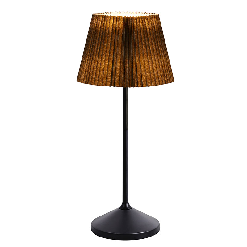 துணி நிழலுடன் கருப்பு லெட் மேசை விளக்கு