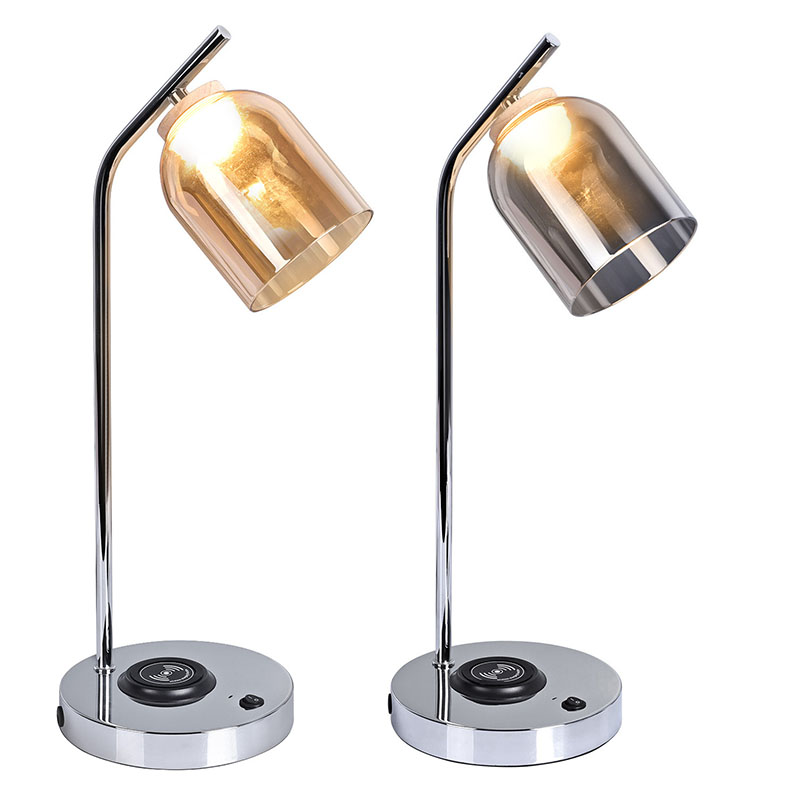 கண்ணாடி நிழலுடன் QI தலைமையிலான மேசை விளக்கு