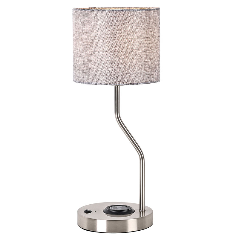 துணி நிழலுடன் வயர்லெஸ் ஃபோன் சார்ஜர் மேசை விளக்கு